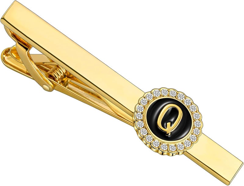 HAWSON 2.2 Inch Tie Clips for Men 18K Gold Color (A-Z Initial) for Men's Fashion Accessories Wedding Day Wearing,Men’s Jewelry or Gifts for Him,Birthday Anniversary - Image 1
